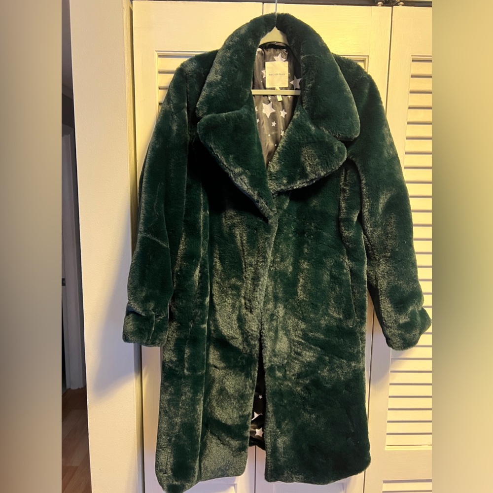 Hunter Green Faux Fur Coat